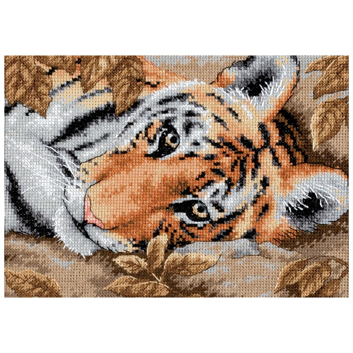 Gold Petite Beguiling Tiger Counted Cross Stitch Kit 7quotX5quot 18 Count Gold Petite Beguiling Tiger Counted Cross Stitch Kit 7quotX5quot 18 Count