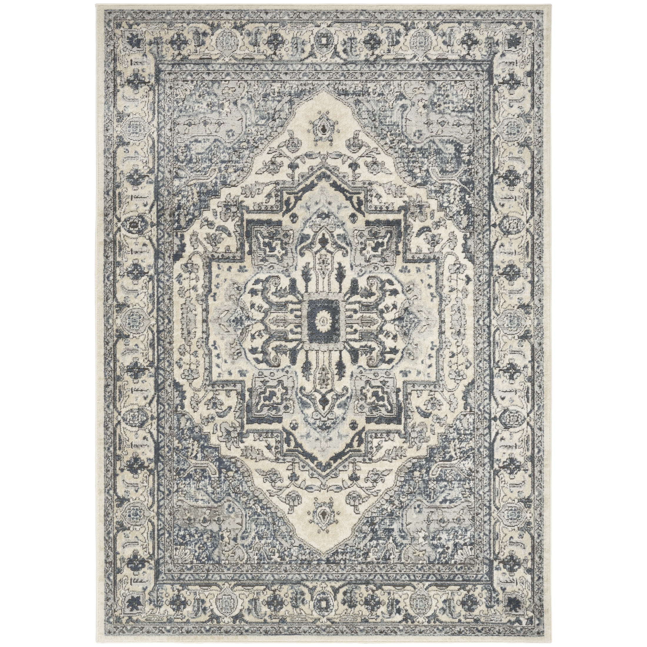 Nourison Concerto 5'3" x 7'3" Ivory Navy Vintage Indoor Rug