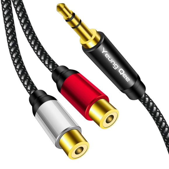 Cable Yeung Qee de 3,5 mm macho a 2 conectores RCA hembra de 3 m