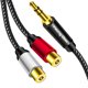 thumbnail image 1 of Cable Yeung Qee de 3,5 mm macho a 2 conectores RCA hembra de 3 m, 1 of 6