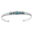 thumbnail image 3 of EXCLUSIVELY OURS! Sterling Silver Sleeping Beauty Turquoise Oval Rope Cuff Bracelet, Sizes Small to Large, 3 of 7
