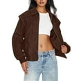 thumbnail image 1 of Veste en Cuir Femme, Veste de Mode Vintage Décontractée Surdimensionnée avec Poches Fonctionnelles, Veste Femme, 1 of 7