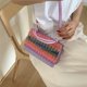 thumbnail image 4 of pstuiky Bolso pequeño de paja tejida para mujer, bolso de hombro cruzado con rayas en contraste de color, estilo extranjero., 4 of 6