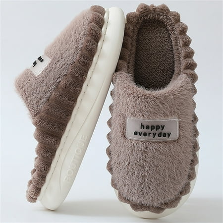 

Aayomet Slippers For Men Slip On Men s Cute Reindeer Slippers Plush Soft Warm Home Indoor Shoes Coffee 12