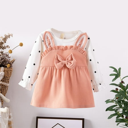 

Clearance Sale Dihao Dresses for Toddler Girls 1-4 Years Baby Girls Dress Solid Color Princess Cotton Long-Sleeved Dress Children s Dress Little Princess Cute Dress