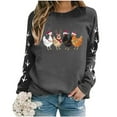 thumbnail image 3 of ZXLBBD Christmas Oversize Women Long Sleeve Crewneck Sweatshirts Chicken Printed Lightweight Sweatshirts Top Casual Outdoor Relaxed Fit Daily Wear, 3 of 5