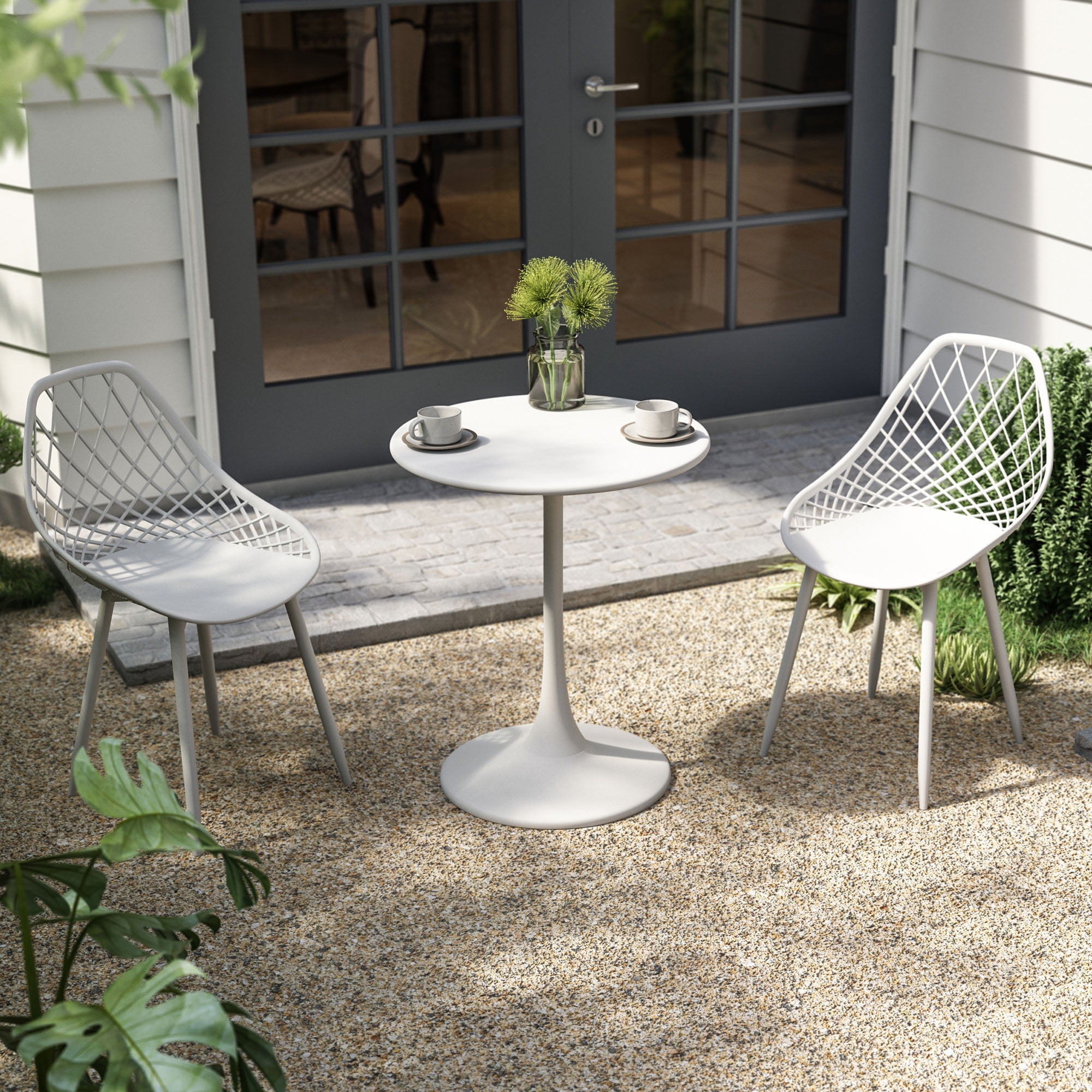 Jamesdar Kurv Steel 24" Outdoor Bistro Table in White