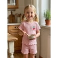 thumbnail image 5 of BemeyourBBs Toddler Baby Girls Summer 2 Piece Cherry Outfits Rib Knit Cherry Embroidery Polka Dot Short Sleeve Round Neck T Shirt Tops and Shorts Set, 5 of 9