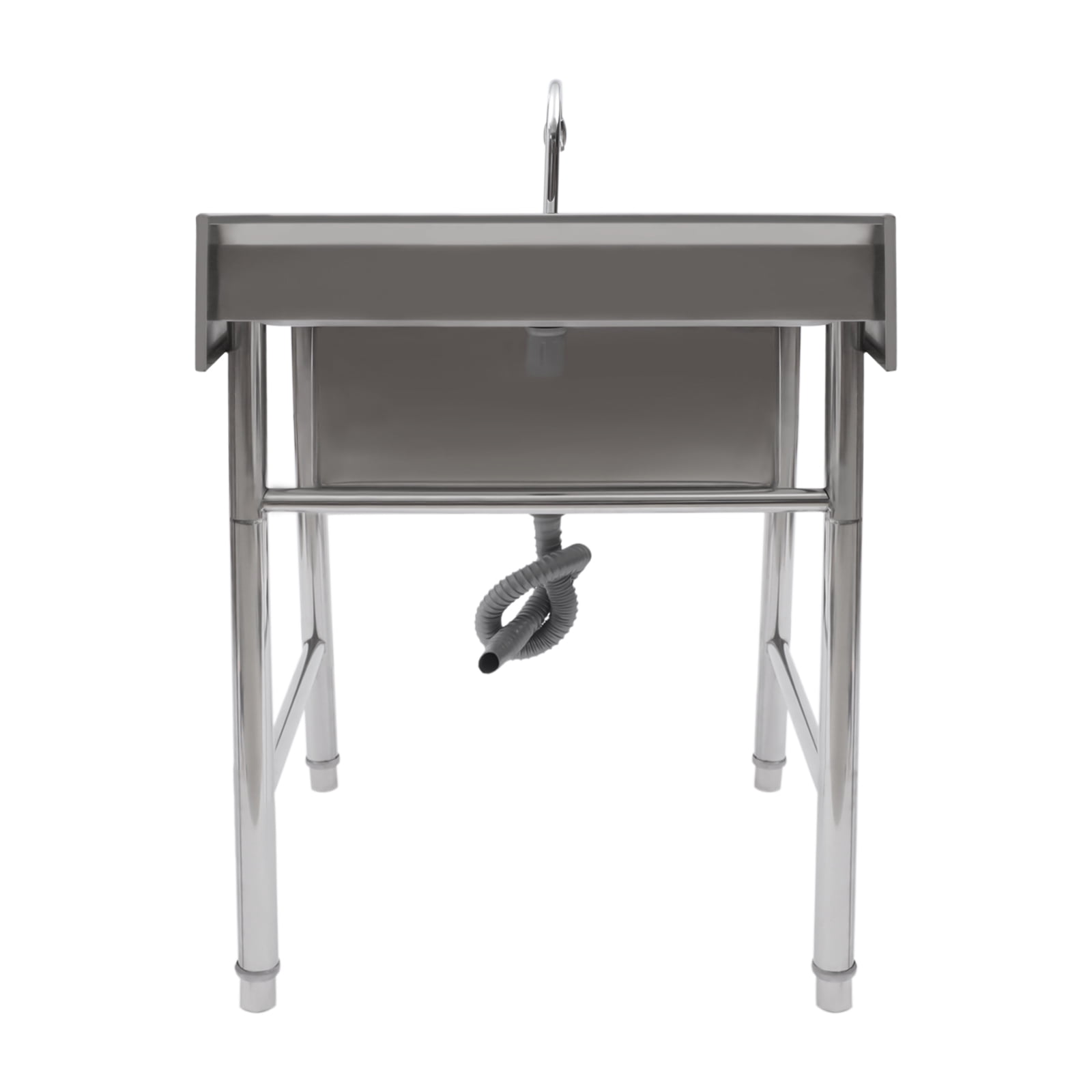 Aiqidi 1 Compartment Commercial Kitchen Sink Stainless Steel Freestanding Utility Sink Catering Workbench w/Faucet+Drain Strainer