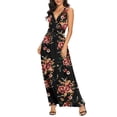 thumbnail image 3 of Asklazy Women Sleeveless Deep V Neck Loose Plain Long Maxi Casual Dress,US Size,XXL,F Brown Floral Black, 3 of 13