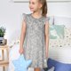 thumbnail image 4 of Fotbe Silver Mosaic Vestido de Dormir para Niñas de 3 a 10 Años, Mangas Cortas, Estilo Princesa, Pijama Camisón con Mangas Voladas-XX-Large, 4 of 6