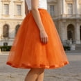 thumbnail image 4 of Ygbgbb Women’s Fluffy Tulle Skirts Flowy High Waist A-Line Skirt Pleated Mesh Skirts Lightweight Summer Casual Skirt for Party & Daily Wear Orange Free Size, 4 of 6