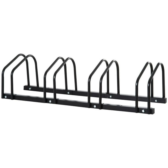 HOMCOM 4-Bike Bicycle Floor Parking Rack Cycling Storage Stand Black