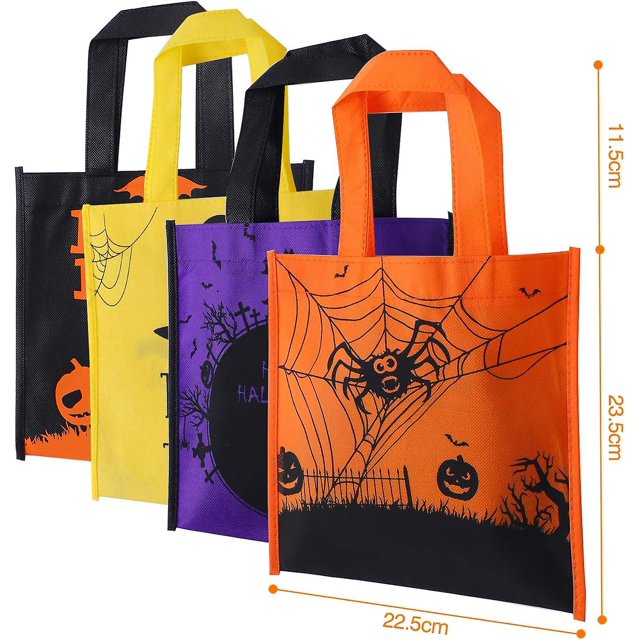 Bolsas de Golosinas de Halloween BRI para Niños 32 Piezas 4 Diseños 23 x 23 Pulgadas
