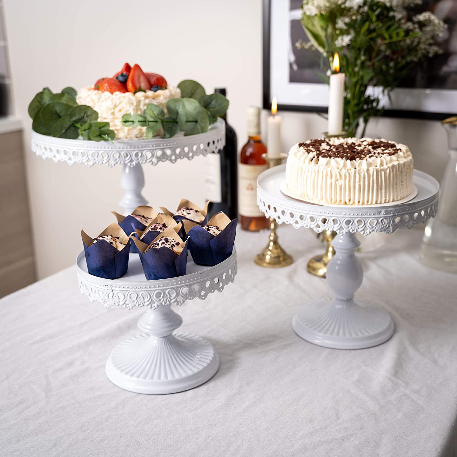 Cake Plate Metal Decorative Dessert Pedestal Birthday Wedding Cupcake Stand 