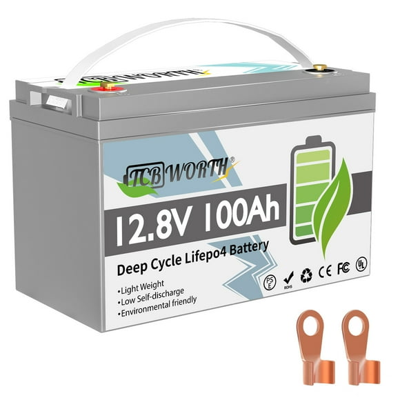 12V 100Ah LiFePO4 Battery,Built-in 100A BMS,15000+Deep Cycles,TCBWORTH Lithium Battery for RV,Solar,Marine,Trolling Motor,Home Energy Storage,off-Grid