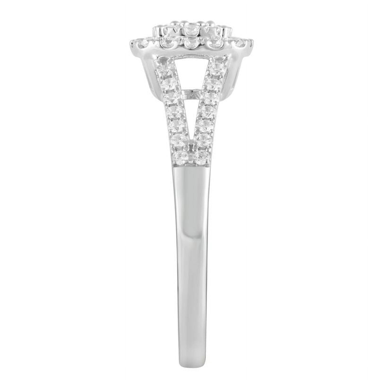 Unique Moments 1/2 Ct Lab-Grown Diamonds Split Shank Halo Engagement Ring in Sterling Silver (J-SI-I1)