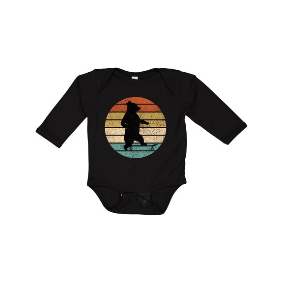 Inktastic Skateboard Bear Retro Sunset Boys or Girls Long Sleeve Baby Bodysuit