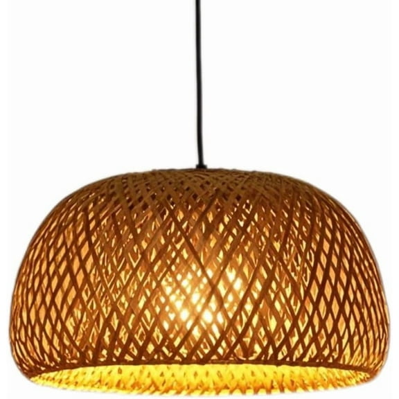 Rattan Pendant Light Fixture,E27 Hardwired Ceiling Hanging Light, Pendant Lighting Bamboo Wicker Chandelier Hanging Lamp for Kitchen Island Living Room Dining Room