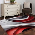 thumbnail image 4 of Abstract Stitching Area&nbsp;Rug 3x5ft Red White Black Water Ripple Non-Slip&nbsp;Washable Square&nbsp;Rugs Soft Felt Indoor Floor Mat for Bedroom Kitchen Living Room Bathroom, 4 of 9