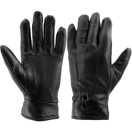 Hybrid Fleece Glove - Sole Trends Womens Gloves With Insulated Black Leather and Light Fleece Lining, Cold Weather, Warm