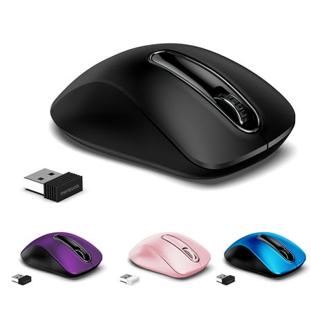 memzuoix Wireless Mouse for Laptop, 5 Buttons 1400 DPI Wireless Mouse with USB Receiver, Cordless Computer Mice for Chromebook, Desktop, PC, Macbook(Black)
