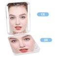 thumbnail image 4 of Rechargeable Pocket Mirror, Double Sided 1X/3X Magnification Compact Vanity Mirror, 3 Color Lights, Dimmable, Small Portable Wallet Mirror, Lighted Travel Mirror for Women Gifts, White, 4 of 6