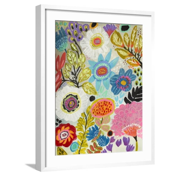 Art.com Secret Garden Floral I Art Print by Karen Fields, White Frame Wall Art, 23" x 29"