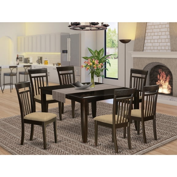 Modern 7-Piece Dining Set - Dinette Table & 6 Chairs - Kitchen Dining Room Set