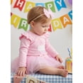 thumbnail image 4 of RUINIXCW Baby Girl Half Birthday Outfits Cake Embroidery Long Sleeve Round Neck Romper Tulle Skirt Bow Headband 3 Pcs Set, 4 of 9