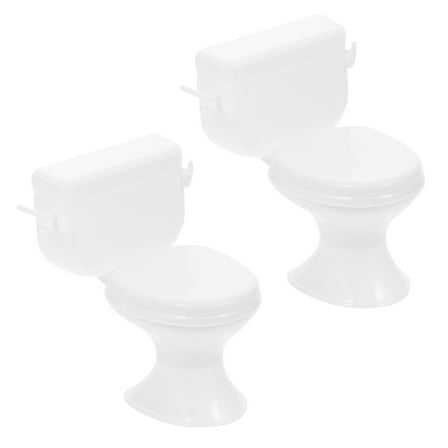 Uonlytech 2pcs Dollhouse Miniature Bathroom White Plastic DIY Supplies Mini House Decoration Dollhouse Accessories
