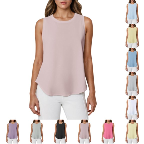 Tanghaowl Tank Tops for Women, Women's Tanks & for Everyday Wear Stylish Versatile Tops Ideal for Casual Occasions Comfort Fit Sleeveless Shirts for Women Light Pink L