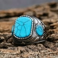 thumbnail image 3 of QQTDFG Mens Jewelry 316l stainless steel Oval blue turquoise men ring stone Size 7-15-12, 3 of 5