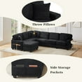 thumbnail image 3 of Villeston 125.2" U-shaped Sectional Sofa with a Movable Ottoman and Side Storage Pockets for Living Room, Black, 3 of 7