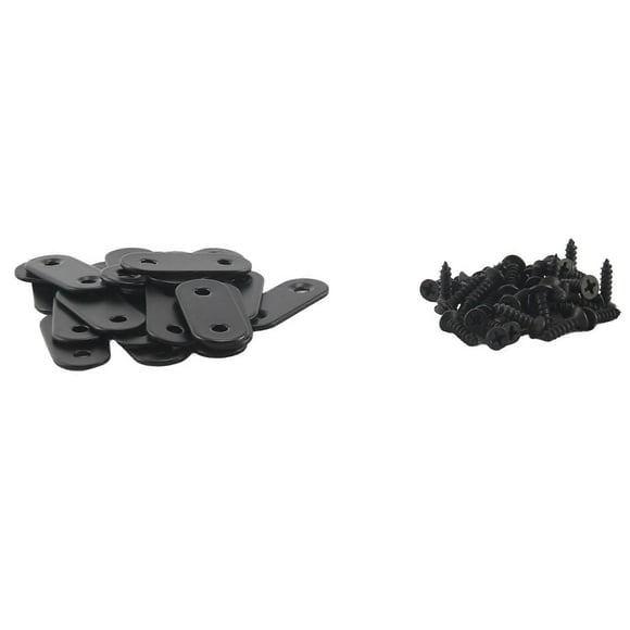 22 piezas de soportes rectos de acero inoxidable, placa de unión negra con tornillos, conector de soporte plano.