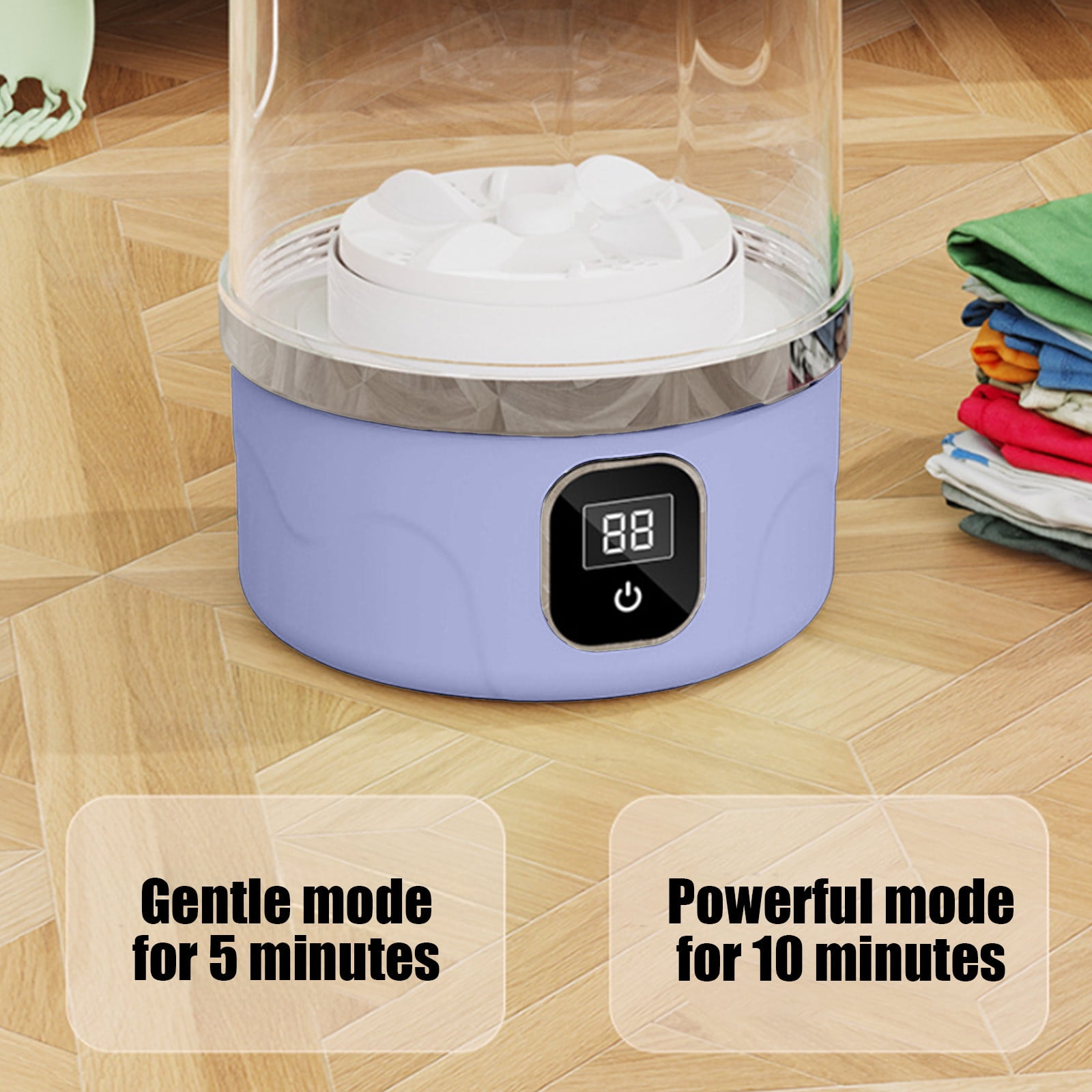 Mini Laundry Tool Compact Space-Saving Washer Gentle Fabric Care Efficient Water Power Use,Small Apartments Dormitories Travel Hotels for Undergarments Socks Delicates Baby Clothes Daily Care-Purple