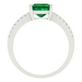 thumbnail image 4 of 1.62 ct Princess Cut Simulated Emerald Solitaire with Simulated Diamond Accents 14K White Gold Womens Engagement Ring, 4 of 5