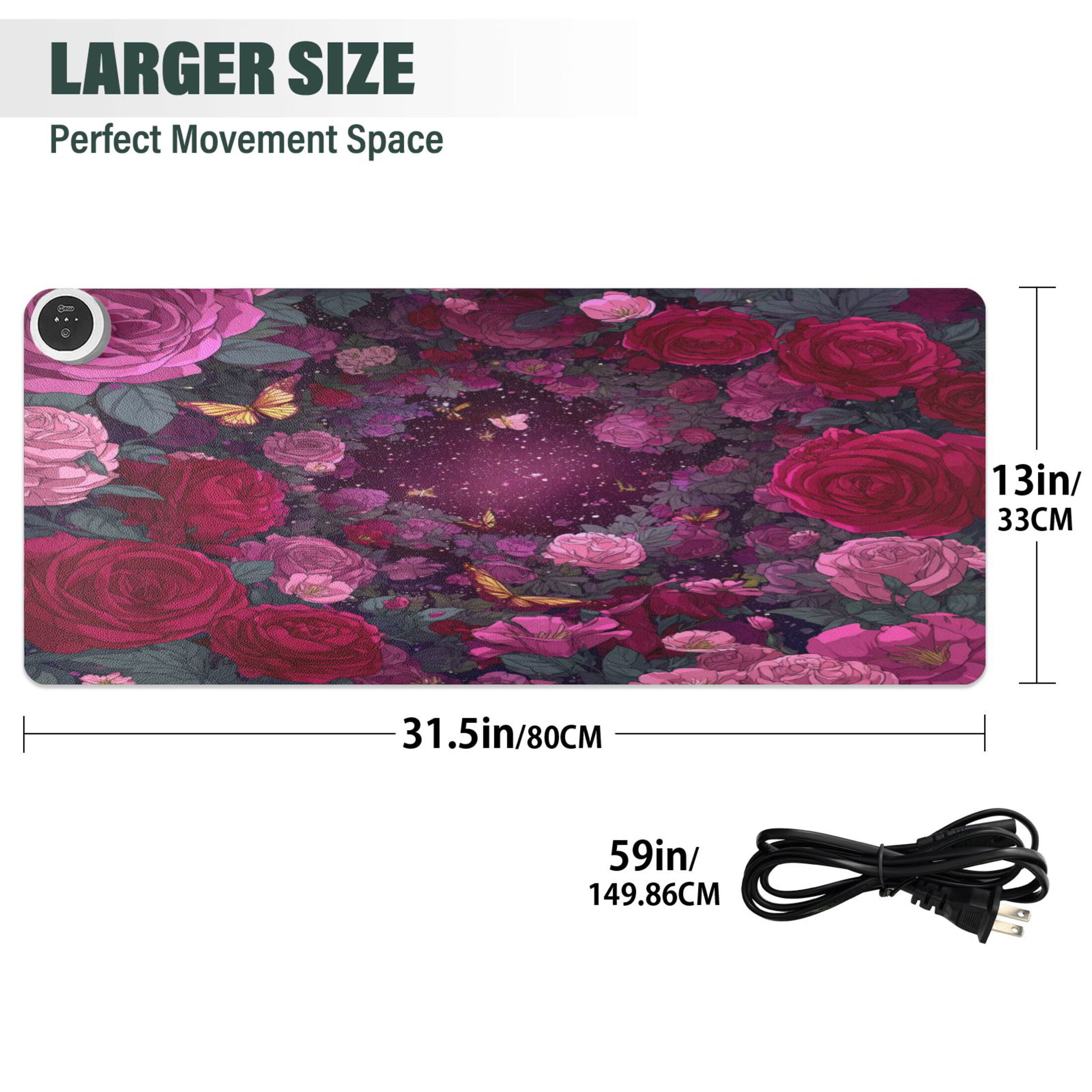 Wobogo Galaxy Rose Heated Mouse Pad Extra-Large Desk Mat With 3 Heating Levels and 3-hour Auto Shut-Off Protection Ideal for Computer Keyboards Home Office Hand-warming Essential 31.5in × 13in