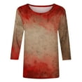 thumbnail image 5 of Fartey 2024 Halloween Shirts for Women Slim Fit 3/4 Length Sleeve Tops Horror Bloody Printed Casual Loose Crewneck Pullover Blouses, 5 of 5