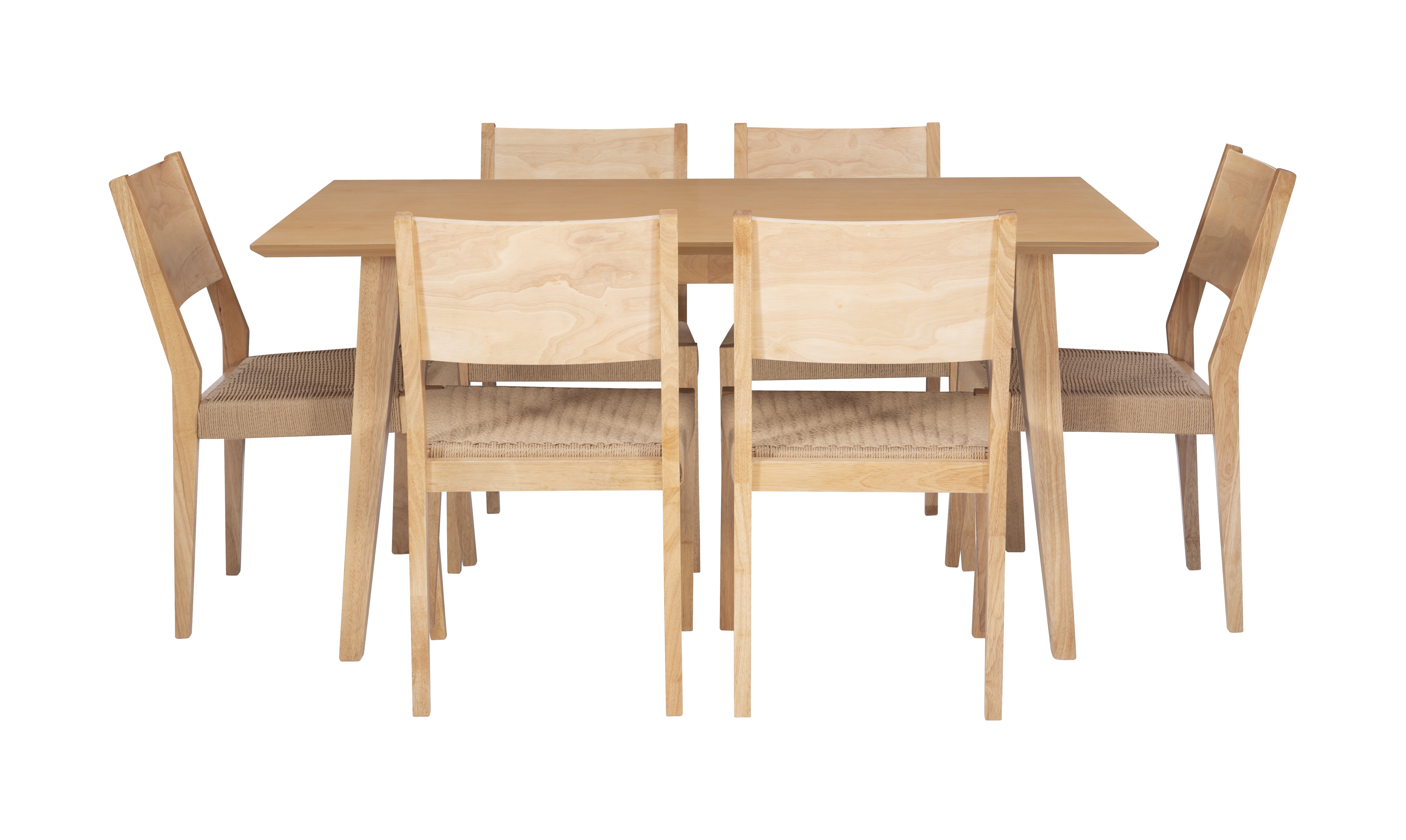 Holden Mid-Century Modern 7-Piece Dining Set, Natural