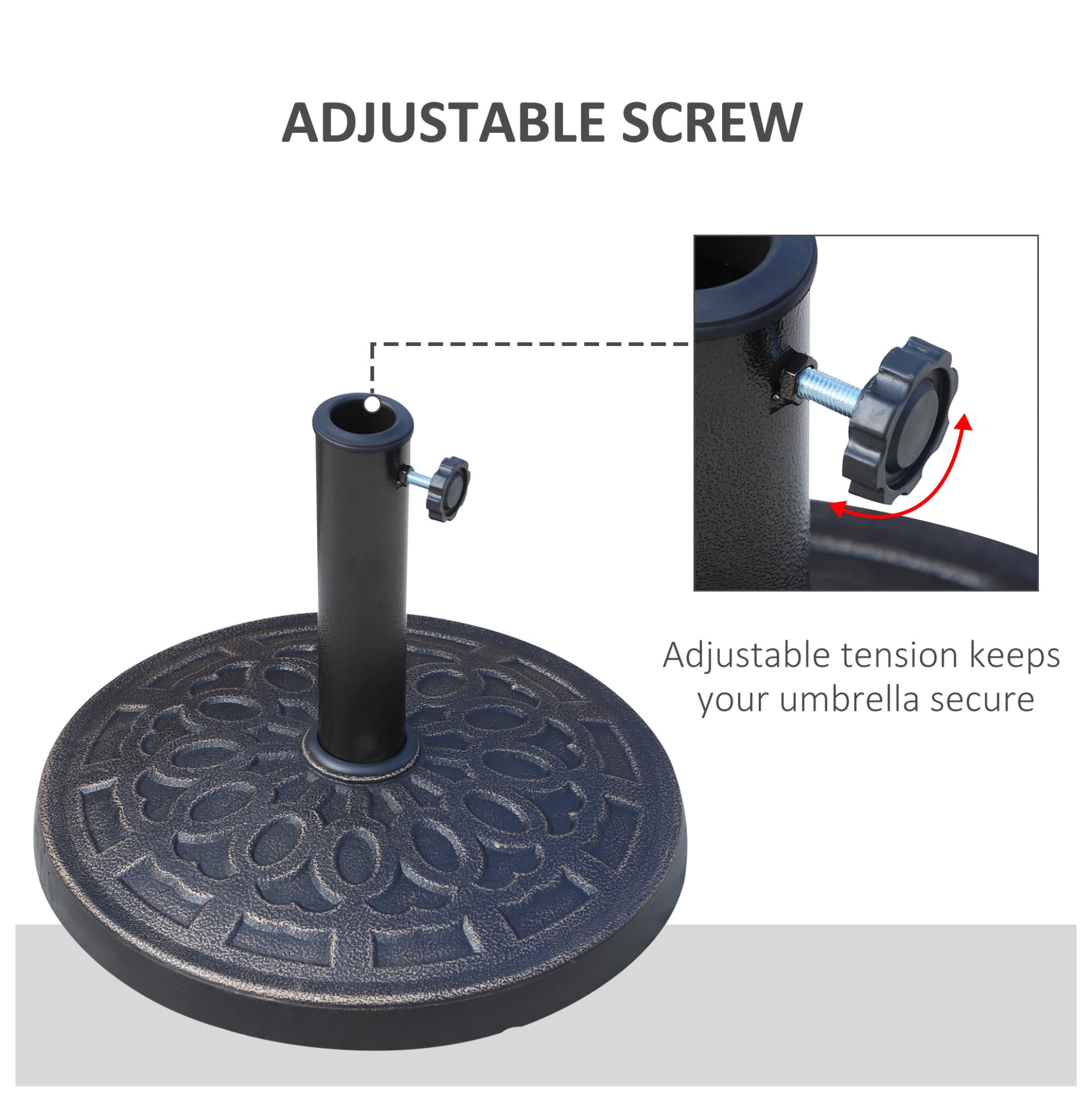 26lbs Heavy Duty Umbrella Base, 17" Umbrella Stand Outdoor Base with Decorative Pattern, for Patio, Outdoor, Swimming Pool, Bronze
