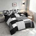 thumbnail image 2 of Manfei Light Gray Square Twin Bedding, Minimalism Geometric Grid Bedding Comforter Set, Black Reversible 7-Piece, 2 of 6