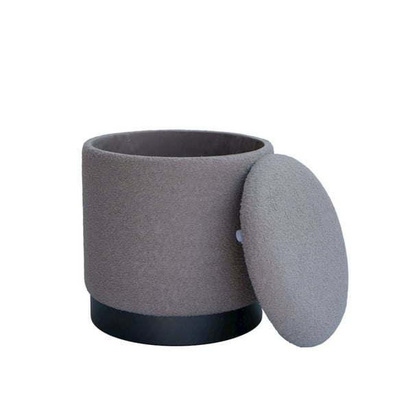 Carolina Chair & Table Handwoven Hephaestus Silver Boucle Storage Ottoman