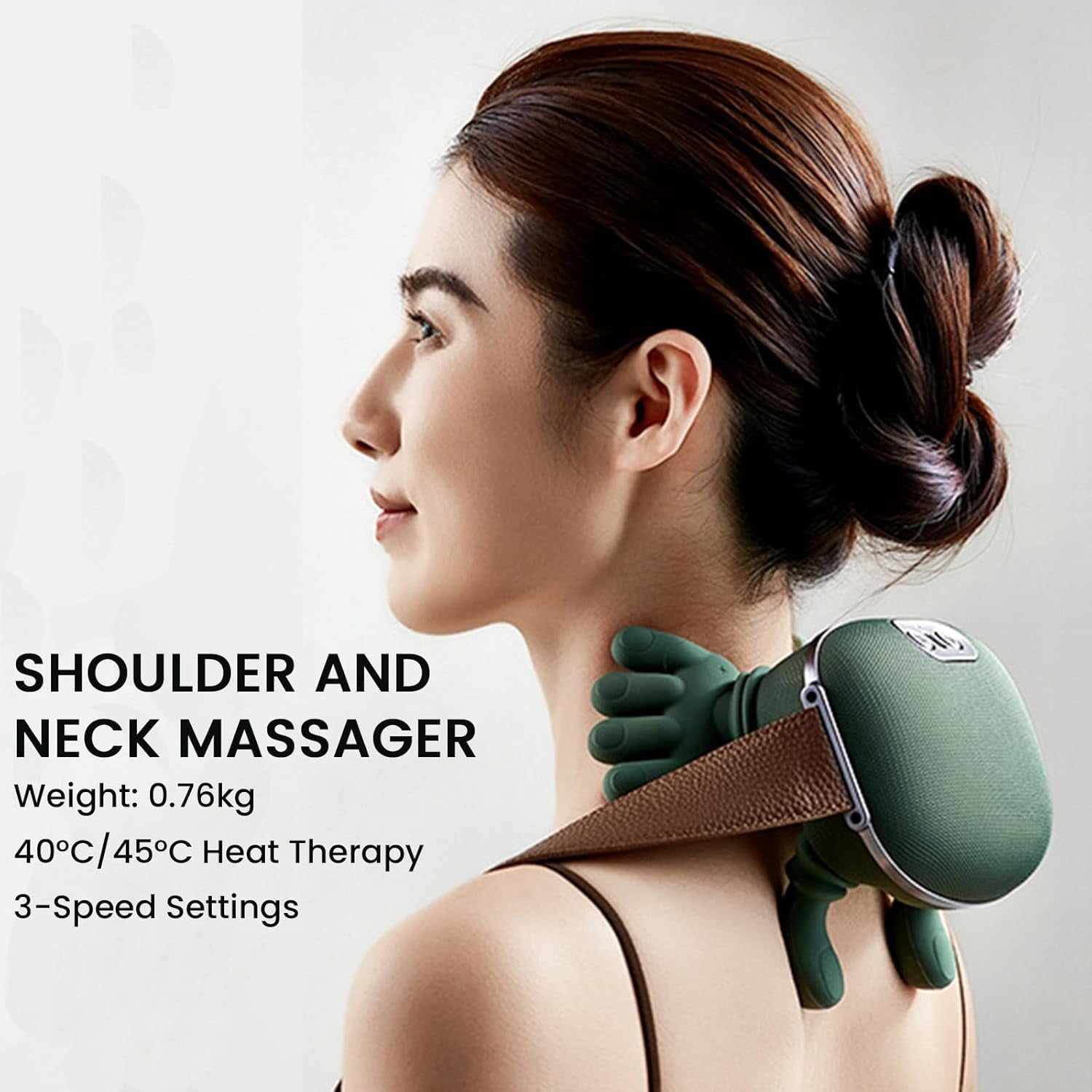 The Bionic 3D Neck & Shoulder Massager, Shiatsu Deep Tissue Massager for Pain Relief, Cordless Electric Shoulder & Back Massager, Green