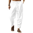 thumbnail image 4 of Pantalones casuales sueltos de lino y algodón transpirables de verano para hombre, 4 of 5