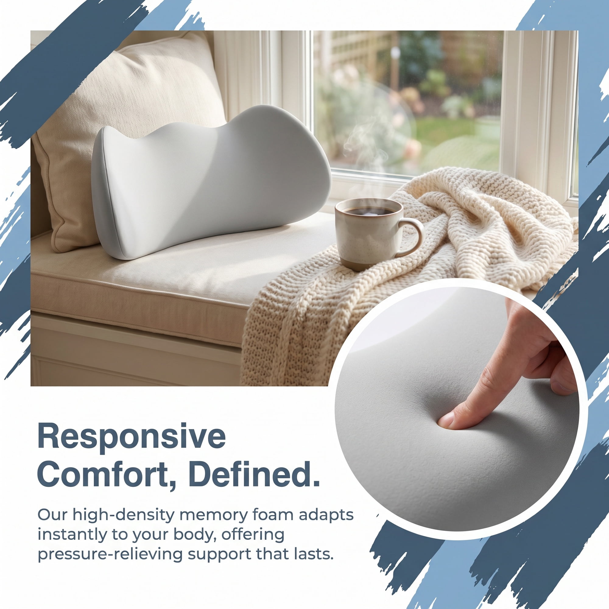 Unique Bargains Lumbar Support Pillow Back Support Light Gray 17.3" x 4.3" x 7.5"