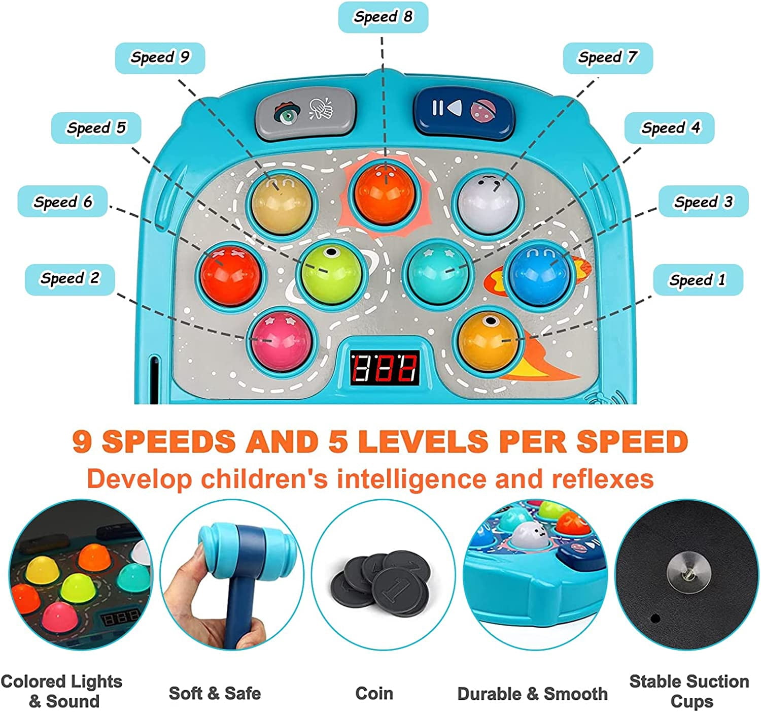 Pounding Toy,Toys for 5 Year Old Boys,Hammer Toy,Interactive Educational Toys,Early Developmental Toys for Kids, PK Mode for 2 Kids,Large Size, with Light and Sound