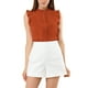 thumbnail image 1 of BLUSA SIN MANGAS CHIC PARA MUJER INSPIRADA, CON VOLANTES Y PLEATS, IDEAL PARA TRABAJAR, TALLA 3XL, NARANJA OSCURO, 1 of 7