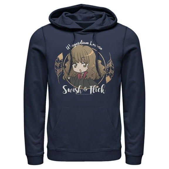 Men's Harry Potter Hermione Swish and Flick  Pull Over Hoodie Navy Blue Small