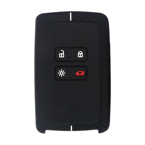Funda para llave de coche, funda de silicona para llavero, protector único de 4 botones, regalo para coche Línea blanca negra